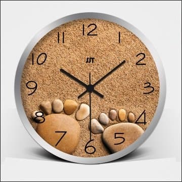 JustNile Modern Creative Round 12-inch Wall Clock - Footprints in the Sand