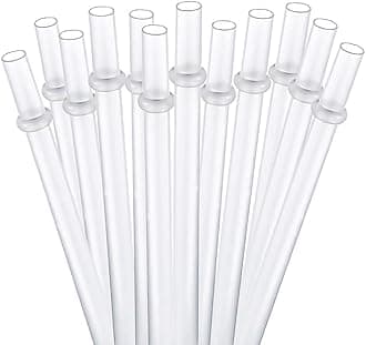 Dakoufish 12 Piece 9 Inch Reusable Plastic Thick Drinking Straws BPA Free Mason Jar Straws Plain Color (9inch,White)