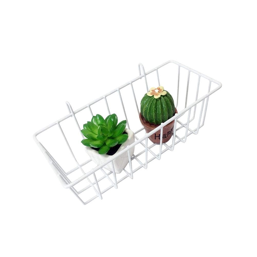 Lembeauty Iron Hanging Wire Basket for Wall Grid Panel Multifunctional Wall Mounted Flower Pot Shelf Small Items Display Rack Holder Indoor Pendant for Home Decor