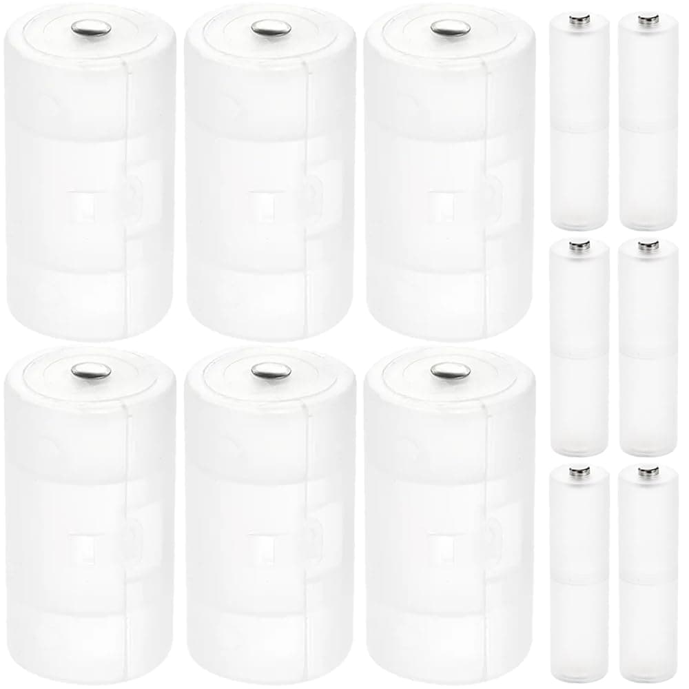 AA to D Battery Converter Case & AAA to AA Battery Adapter, AA to D Size Battery Adapter Holder Storage Box for Flashlight (6 Pack)