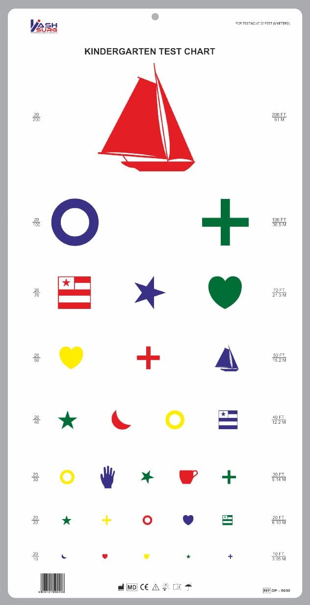 LABGO Kindergarten Eye Chart with Colored Symbols