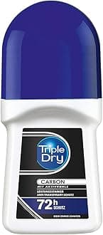 Triple Dry Carbon Antiperspirant Roll-On, Deodorant Against Heavy Sweating, Deodorant with Activated Carbon for 72 Hour Safe Protection, Antibacterial Antiperspirant, 50 ml