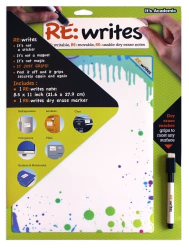 It's Academic Re:Writes 8.5 x 11 Inches, Assorted Fashion Designs, Design May Vary, 1 Note and 1 Dry Erase Marker (07071)