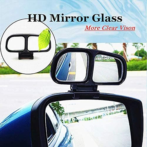 Blind Spot Mirror, Double Glass Adjustable Rear View Wide Angle Mirrors for Most Cars Truck SUV, 1 Piece (Black-Left)