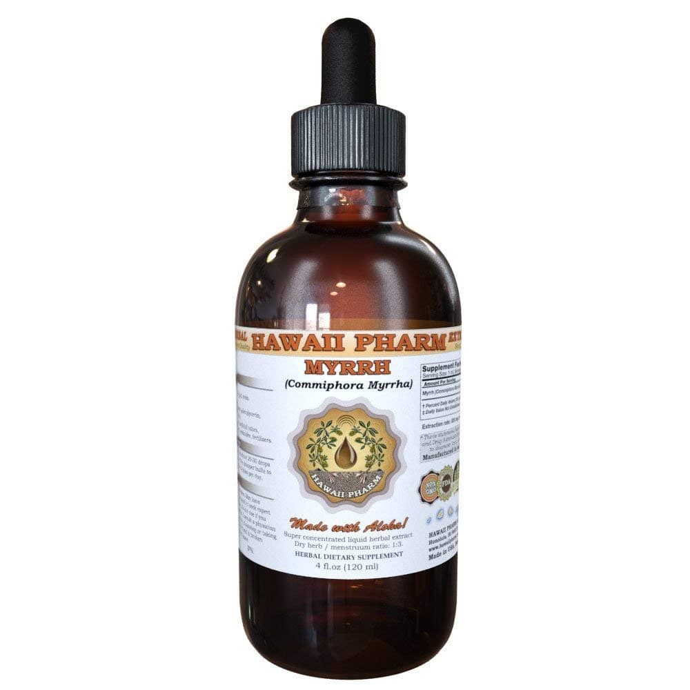 Hawaii Pharm Myrrh Liquid Extract, Professional Grade, Small Batch Crafted Myrrh (Commiphora myrrha) Tincture Herbal Supplement, 4 fl.oz