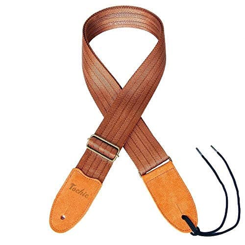 TOCHIC Guitar Strap, Guitar Shoulder Strap with Adjustable Soft Cotton Genuine Leather End for Acoustic Guitar/Electric Guitar/Electric Bass