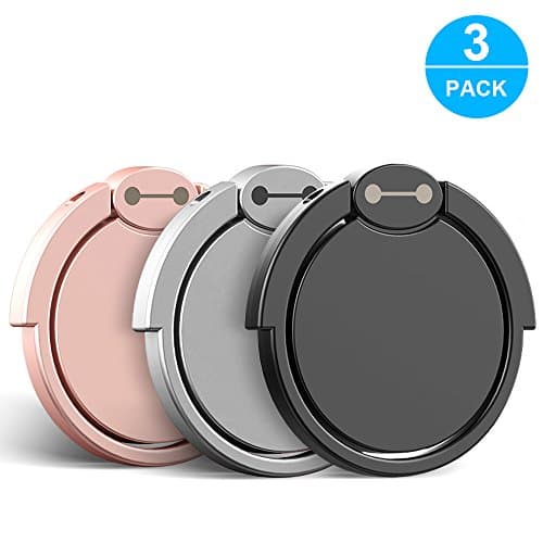 Finger Ring Stand 3 Pack, Ama Forest 360° Rotary Cell Phone Holder Finger Loop Grip Mount Universal Smartphone Kickstand for iPhone 6/6s Plus/ 7/7 Plus, Samsung Galaxy S8/S8,LG –Black Rose gold Silver