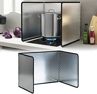 3 Sided Splatter Guard,Foldable Stainless Steel Oil Splatter Screens for Frying,Oil Splash Insulation Board,Nonstick Oil Splatter Guard Stove Insulation Board(L: 15" x W: 11.4" x H: 12")