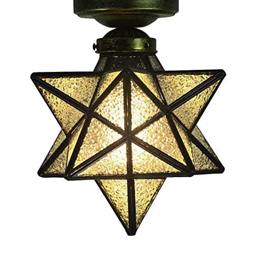 Crystal Glass Star Ceiling Light Shade Flush Mount Ceiling Lantern Lampshade for Corridor Aisle Door Loft Bar Coffee Shop Bedroom Restaurant Living-Room Home Lighting