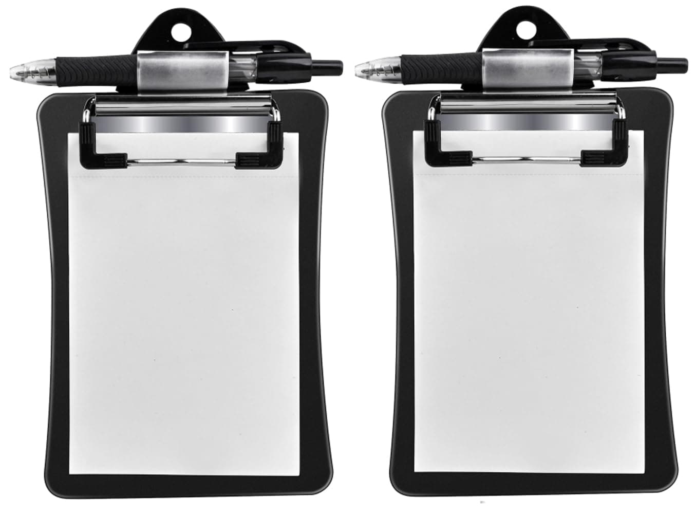 Clipco Mini Clipboard with Magnetic Back Includes Paper Pad and Pen (2-Pack) (Black)