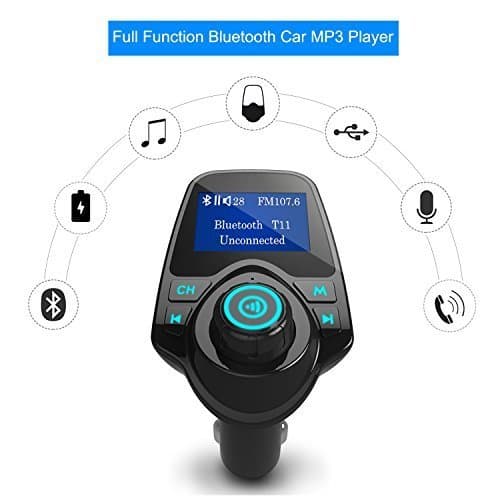 F-FM-1-50 FM Transmitter, Car Bluetooth FM Transmitter Car Kit, Wireless Radio Adapter Car MP3 Player with 2 USB Car Charger
