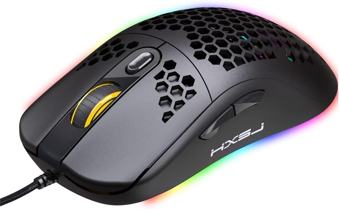 NEW HXSJ X600 Programming Gaming Mouse USB Wired Gaming Mouse Rgb Lighting Mouse with Six Adjustable DPI For Desktop Laptop Black