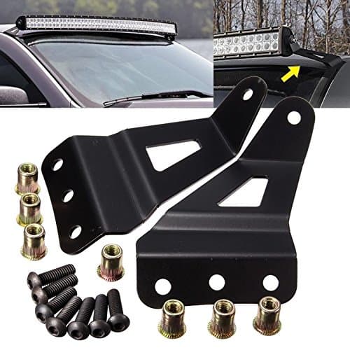 NATGIC 50Inch Curved LED Upper Windshield Light Bar Mounts LED Light Sets for Car Black Solid Steel LED Bar Lamp Brackets