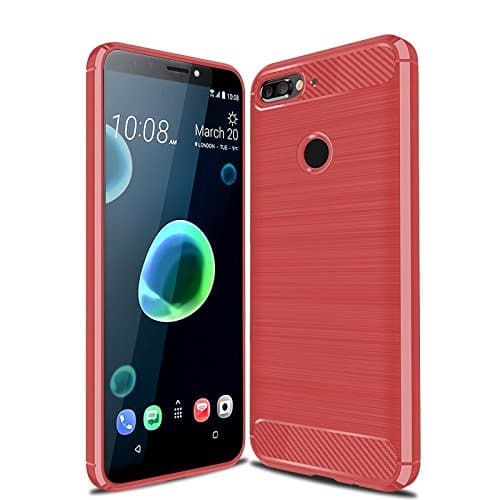 CruzerLite HTC Desire 12 Plus Case, HTC Desire 12+ Case, Carbon Fiber Shock Absorption Slim Case for HTC Desire 12 Plus/Desire 12+ (Red)