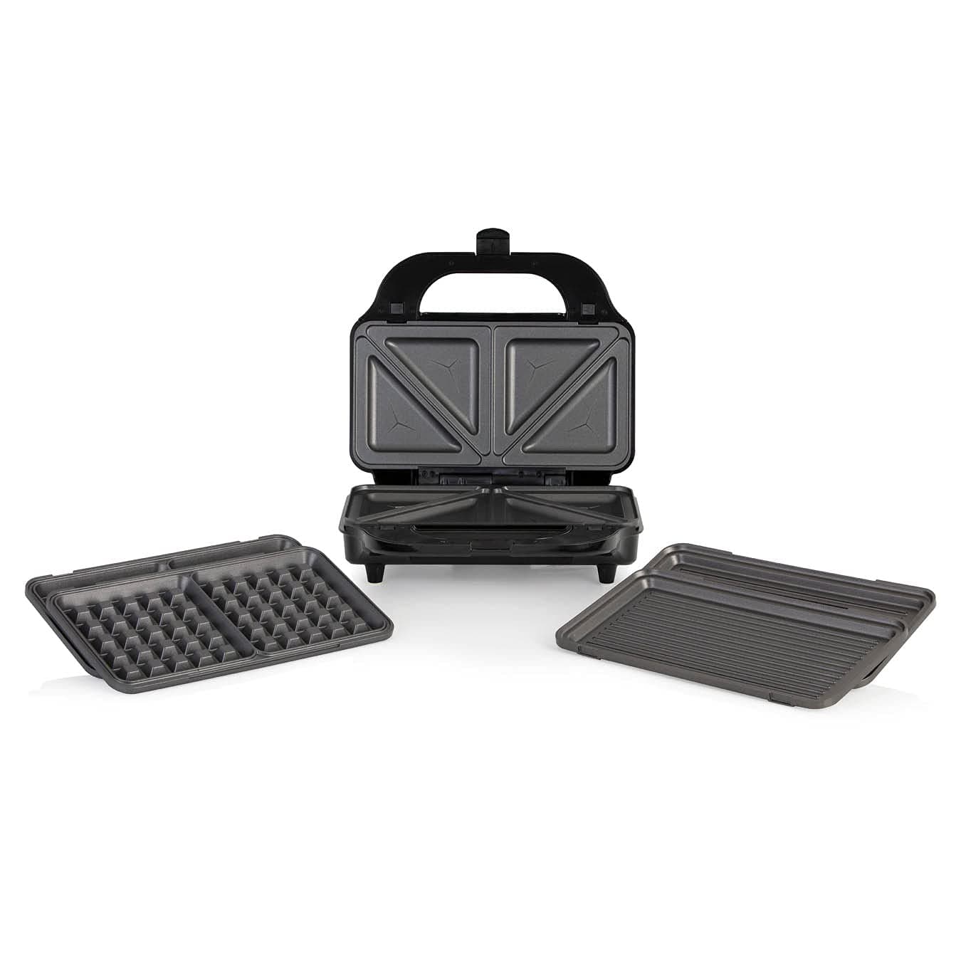 Tower T27020 3-in-1 Deep Fill Sandwich Maker with Interchangeable Waffle Plates, Stainless Steel, Silver/Black