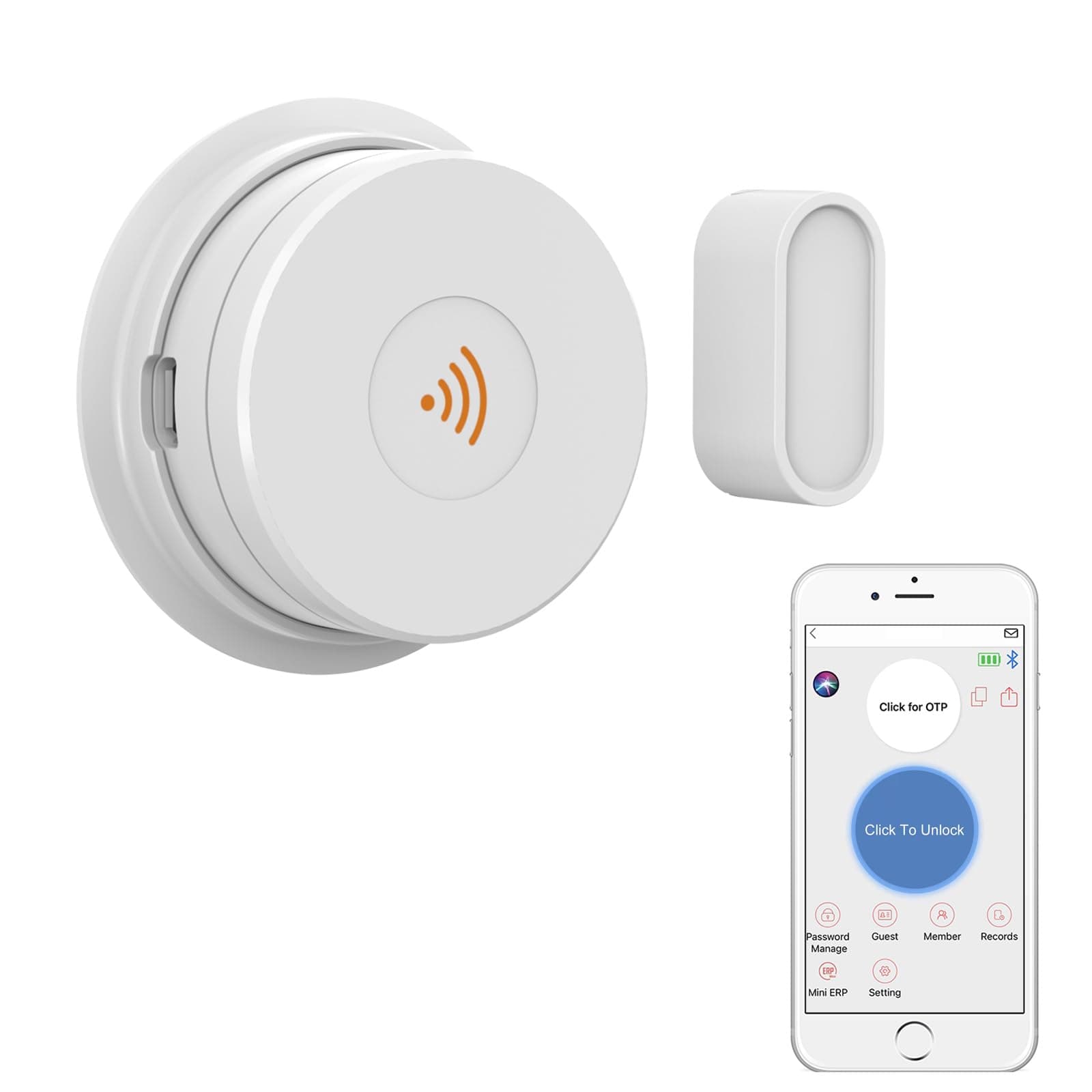 WeHere Wi-Fi Bridge (W100) & Door Sensor for WeHere Smart Lockboxes, Door Sensor for Business/Store/Home/Office Security, App Remote Check Door Close or Open