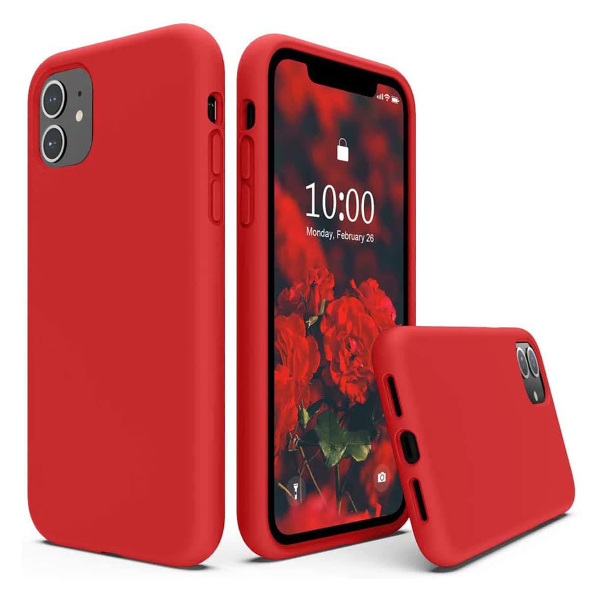 LIRAMARK Liquid Silicone Soft Back Cover Case for Apple iPhone 11 (Red)