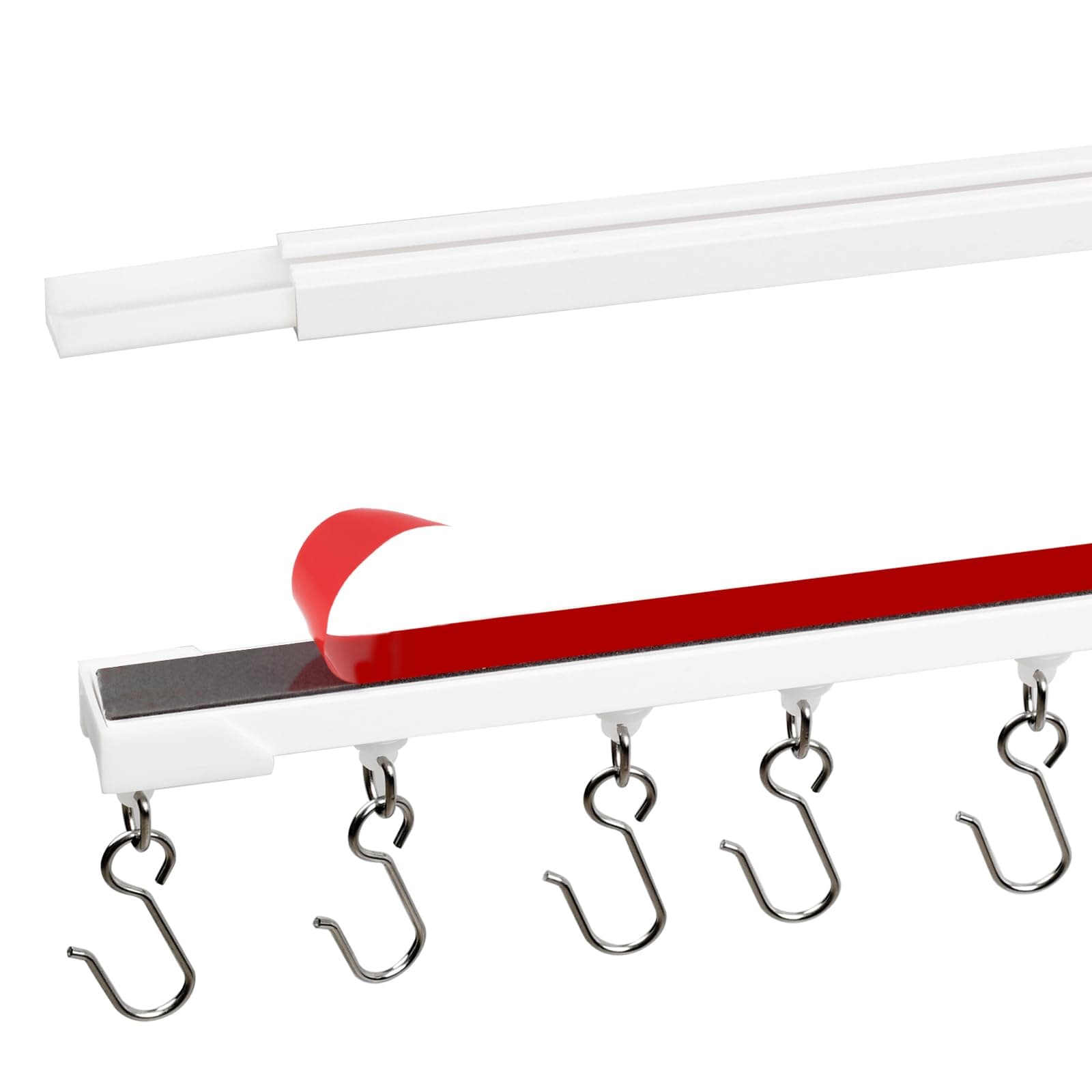 KXLife Self Adhesive Ceiling & Wall Curtain Track 4 FT, Curtain Track Ceiling Mount, Adhesive Curtain Rods No drilling, Screws or Tools, Curtain Rail Track No Damage