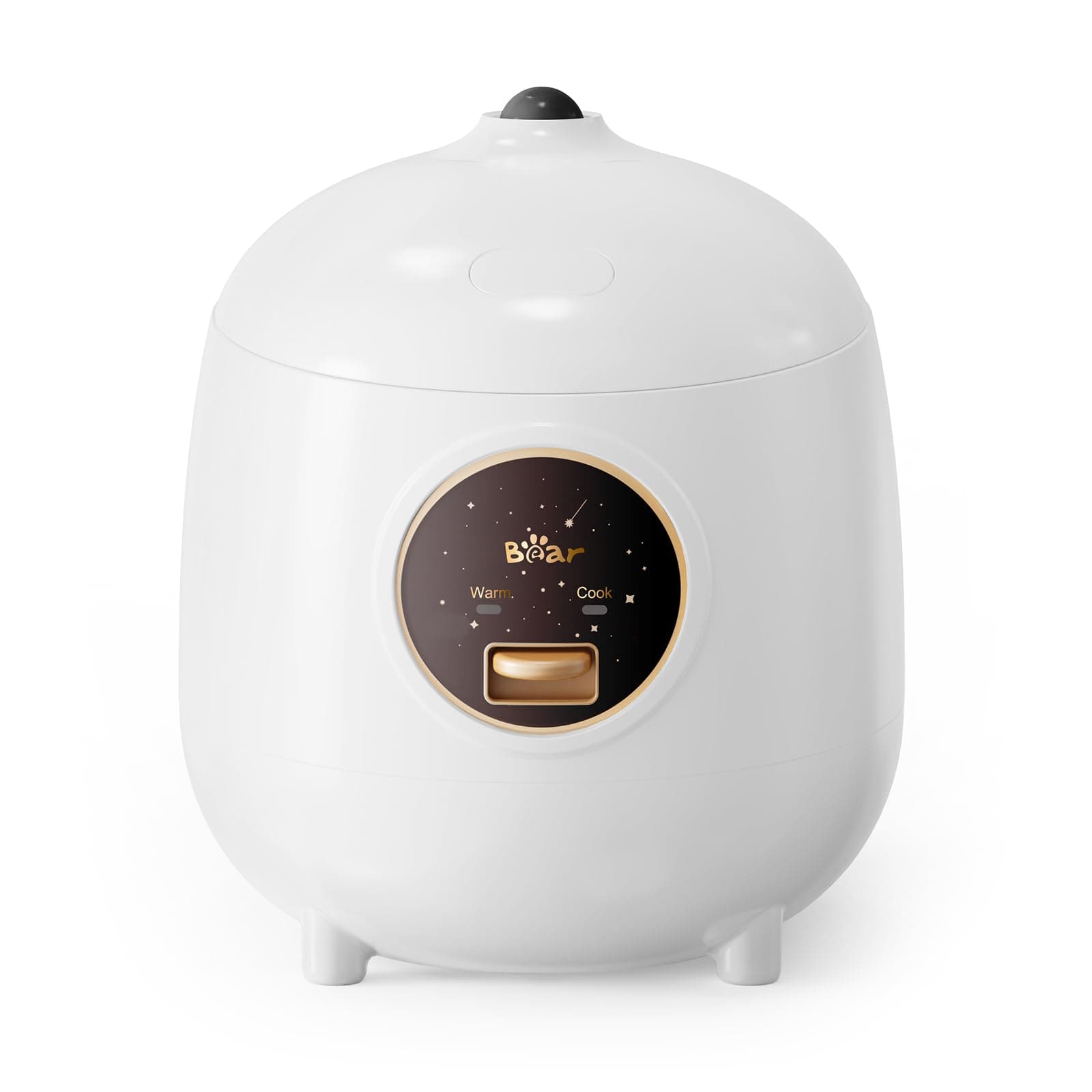Bear Mini Rice Cooker 2 Cup Uncooked, 1.2L Portable Nonstick Small Travel Rice Cooker BPA Free One Button Cook Warm White