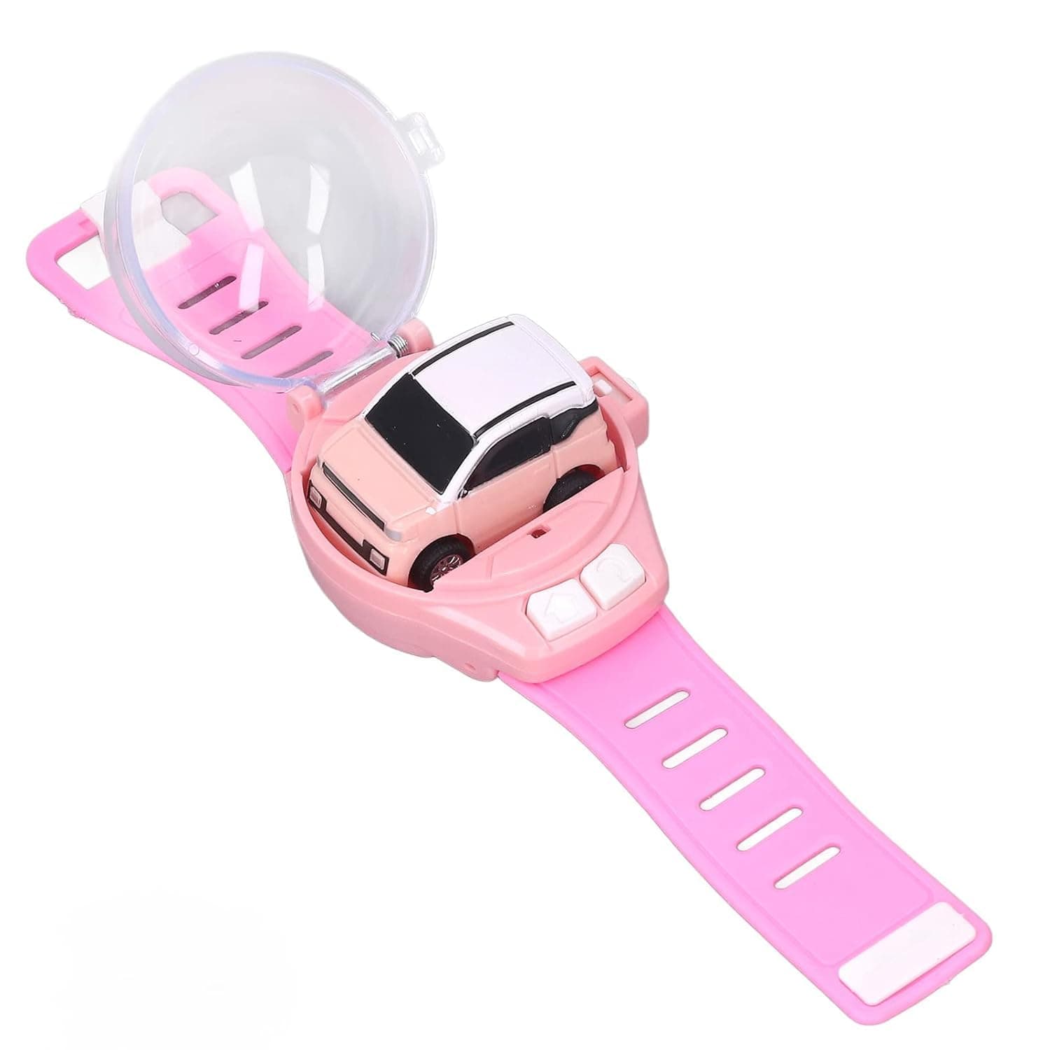 Brand Conquer Mini Remote Control Car Watch Toys, Easy Control Safe 98.4ft Remote Control Distance Cute Wrist Racing Car Watch Silicone Strap with Dust Cover for Outdoor (SUV Pink)