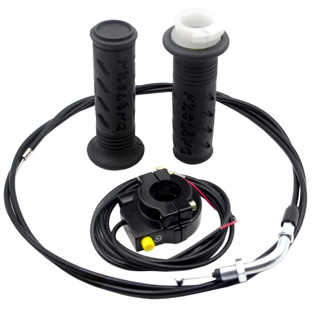 7/8" Twist Throttle Accelerator Handle Grips, 75" Throttle Cable With ON OFF Switch for Mini Bike 49cc 50cc 80cc 90cc 110cc 125cc 212cc Pit Bike Dirtbike Go Kart Zooma Stand Up Gas Scooter