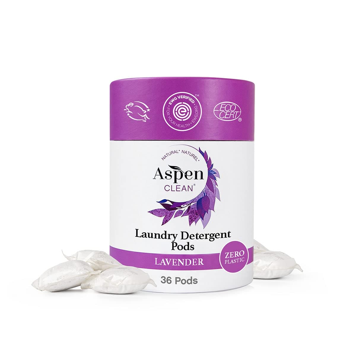- Aspen Clean Lavender Laundry Pods, New and Improved Packaging, Zero Plastic, EWG Verified™, Hypoallergenic Natural Laundry Detergent - 36 Count