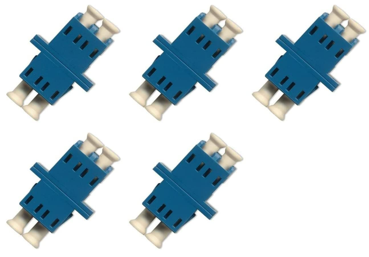 Fibre Optic LC to LC Adapter Singlemode UPC Duplex Horizontal Color: SM Blue (Female to Female) - 5 Pack Fibre Optic Extender (LC/UPC-LC/UPC Duplex)