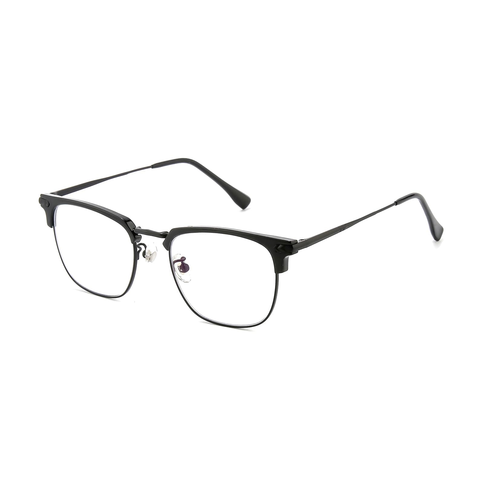 Blue Light Blocking Glasses for Men Metal Browline Computer Gaming Glasses Filter Blue Ray (Black Frame)