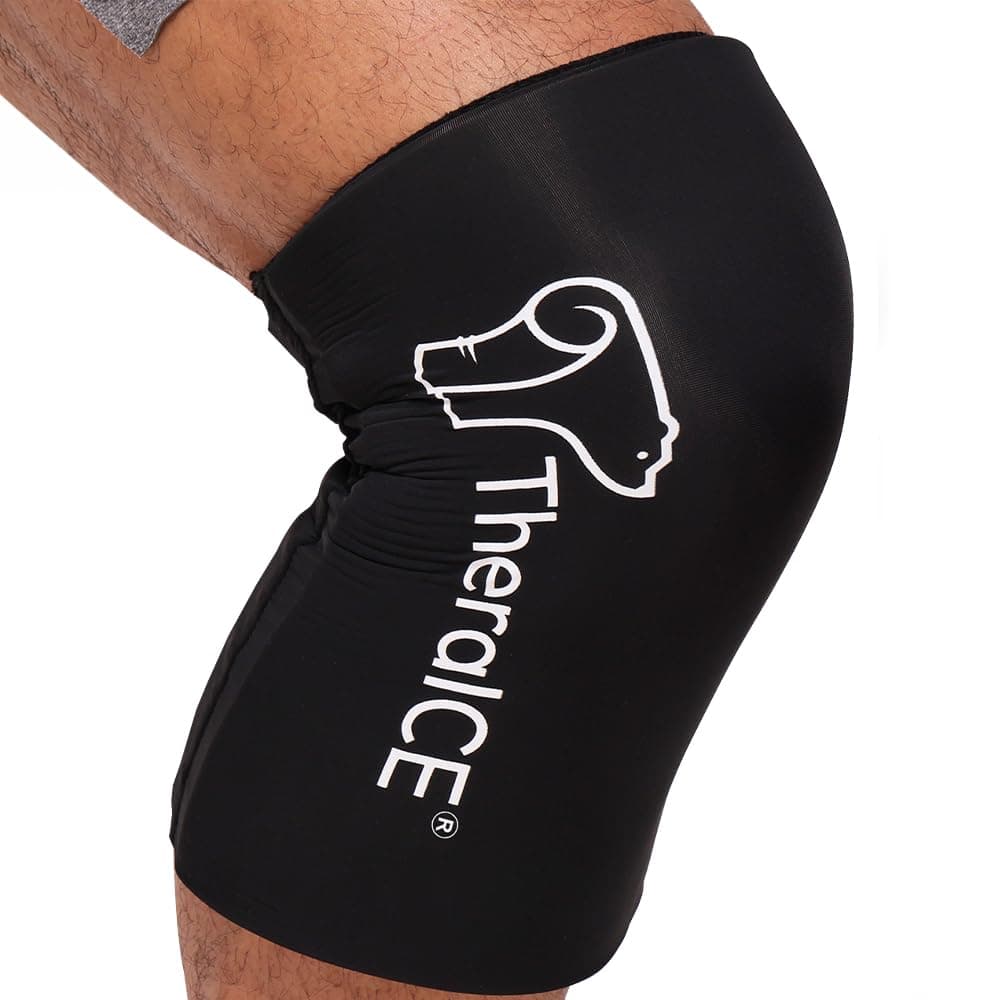 TheraICE Rx Elbow & Knee Ice Pack for Injuries Compression Sleeve, Reusable Gel Cold Pack for Knee, Elbow, Ankle, Calf - Flexible Cold Wrap Recovery for Meniscus, ACL, MCL, Bursitis Pain Relief (L)