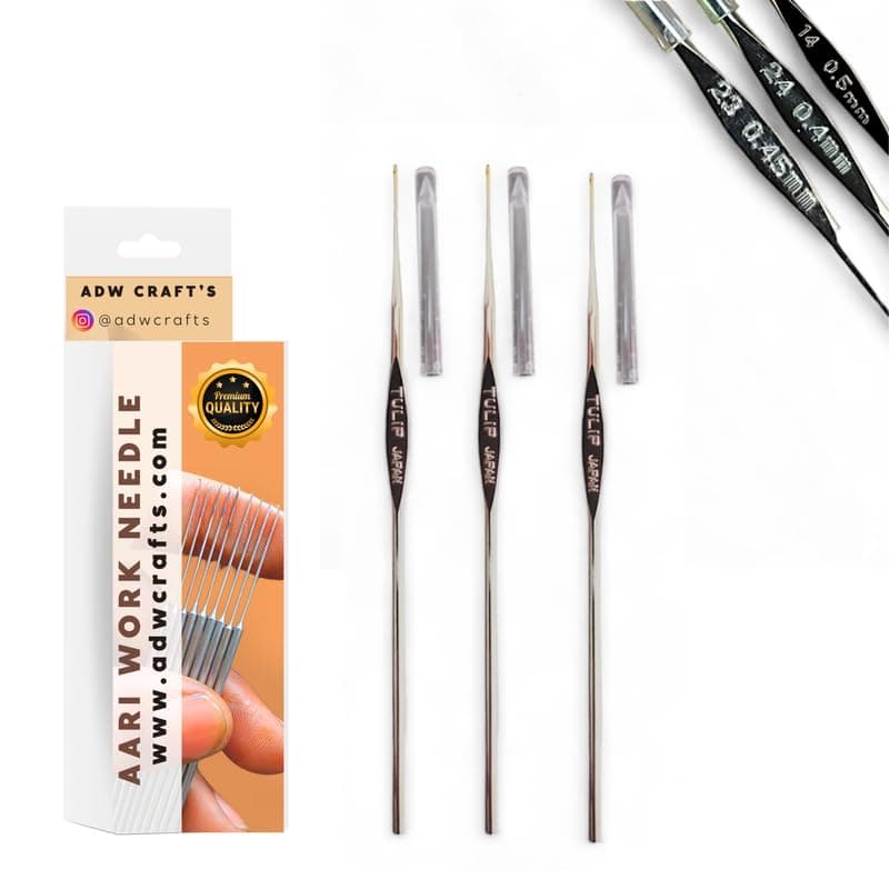 Tulip Needle Combo Pack – Sizes 14, 23, 24 – Premium Needles for Aari, Beads, Zardoshi & Thread Embroidery – Professional Craft Kit for Hand Embroidery & DIY Projects
