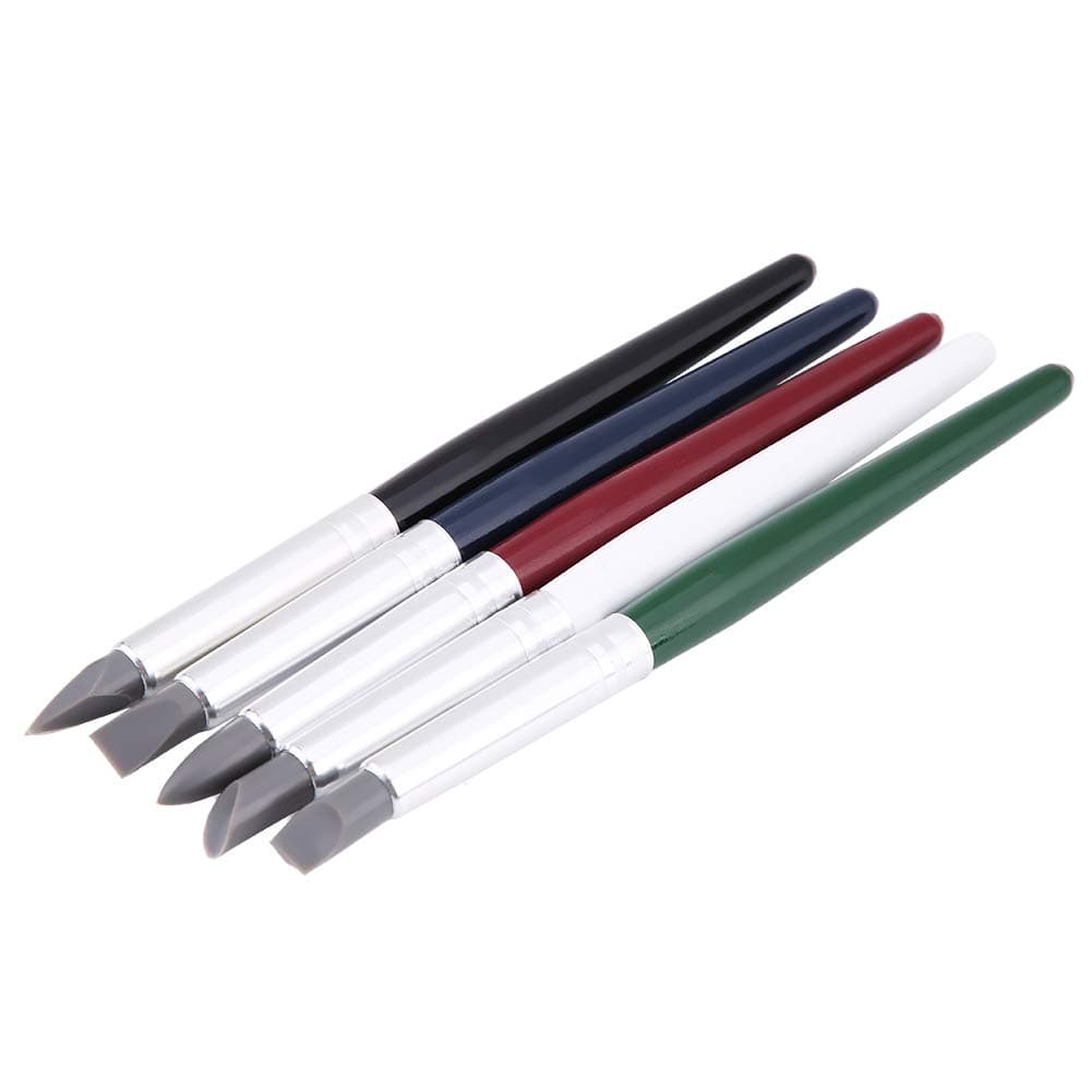 Wal front Clay Tools Pottery Sculpting Tools 5pcs/Set Silicone Soft Head Clay Pottery Moulding Pen DIY Craft Tool(Medium)