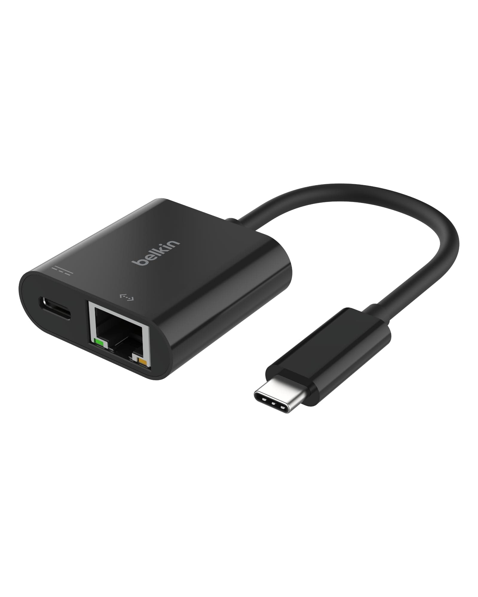 Belkin USB-C to Ethernet + USB-C Adapter 1Gbps Ethernet Wired LAN USB-C 100WPD Compatible with iPhone 15/iPad/iPad Pro/iPad Mini/iPad Air/MacBook/Windows/Surface/Chromebook INC019btBK