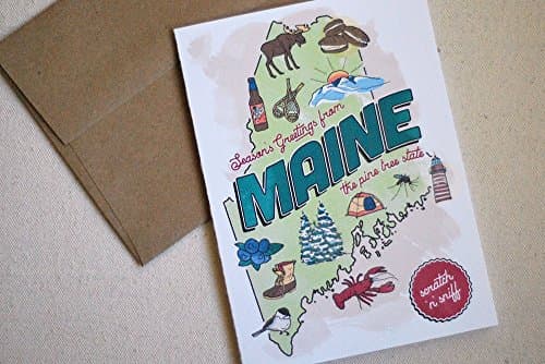 Maine Scratch 'n' Sniff Holiday Cards with Kraft Envelopes - Box of 8