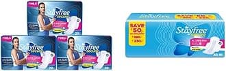 Stayfree Secure XL Cottony Sanitary Napkins with Wings, Extra Large (60 Count) & Stayfree Secure XL Ultra Thin Sanitary napkins (40 Count)