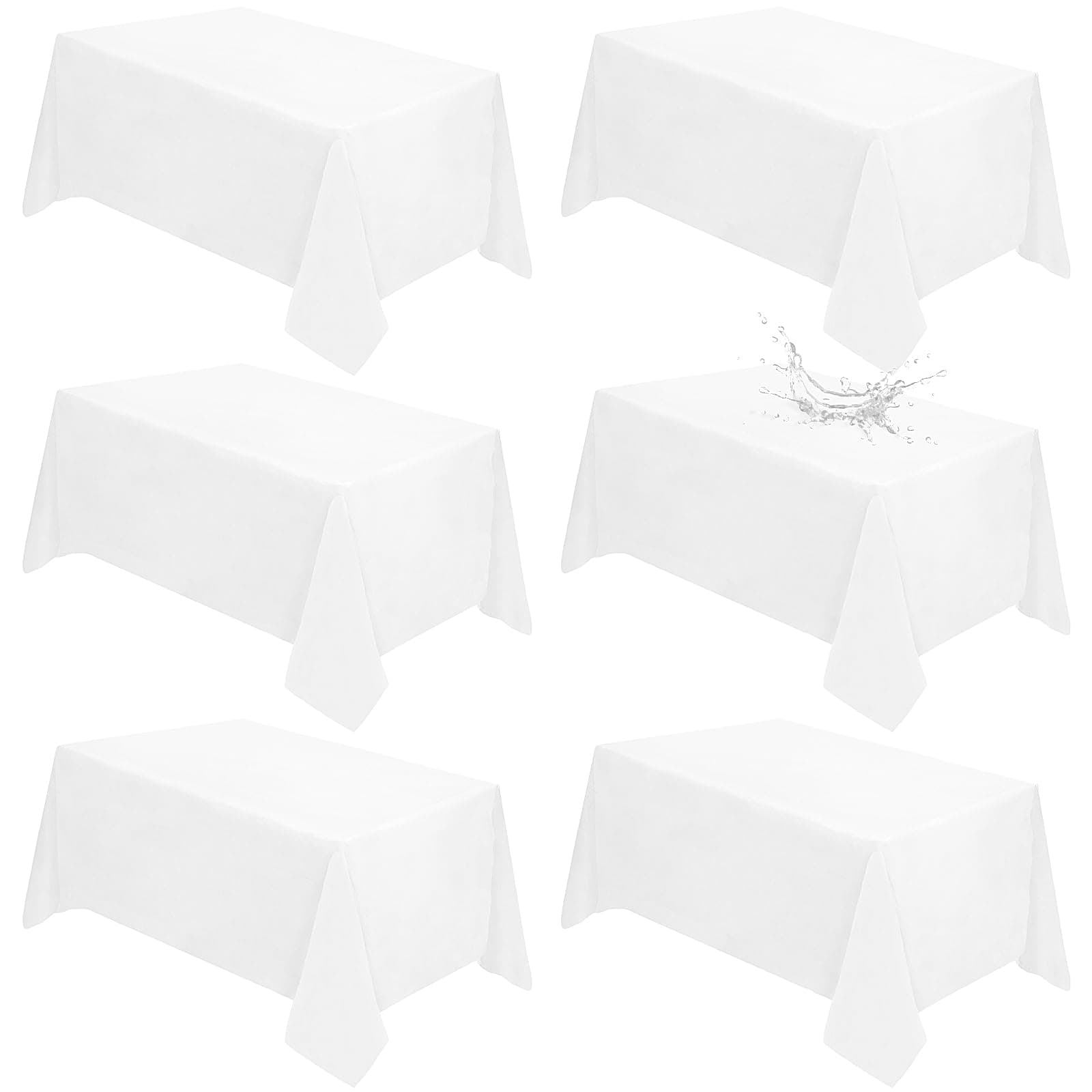 Fixwal90x156 White Table Cloth Rectangle, 6 Pack Table Cloth for 8 Ft Rectangle Tables, Polyester Fabric Washable Table Cover