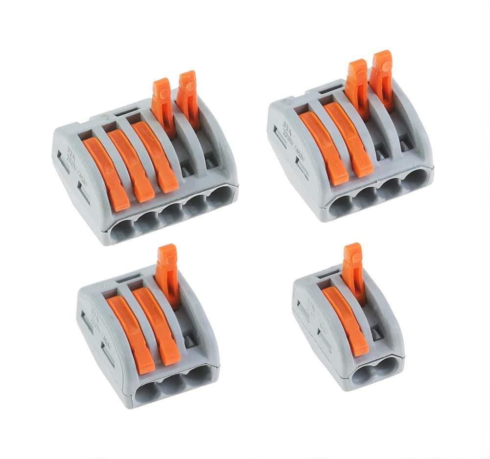 AGGKYLever-Nut Compact Wire Connectors, 60 Pack Assortment Conductors 2/3/4/5 Port Terminal Block Wire Push Electrical Cable Clamp Plug-in Lever Nuts