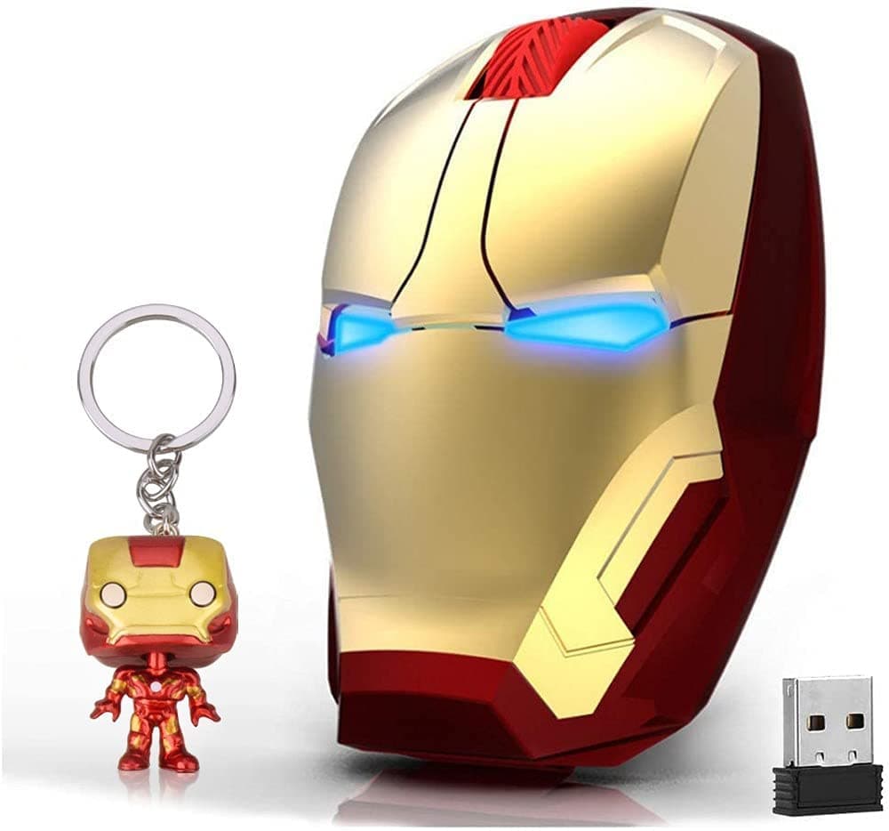 JastonIron Man Wireless Mouse 2.4G Full Size Wireless Optical Mice with Nano USB Receiver, 3 Adjustable DPI Levels, 3 Buttons for Notebook, PC, Laptop, Computer, MacBook (Gold)