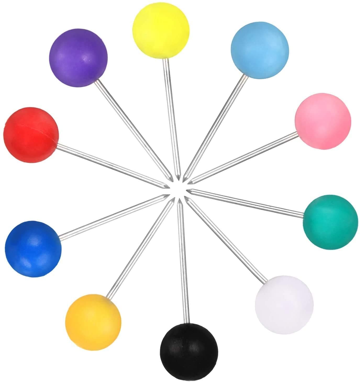 TsLinc 500 Pieces Map Push Pins Map Tacks,1/8 Inch 10 Colors Plastic Round Head Tacks with Steel Points