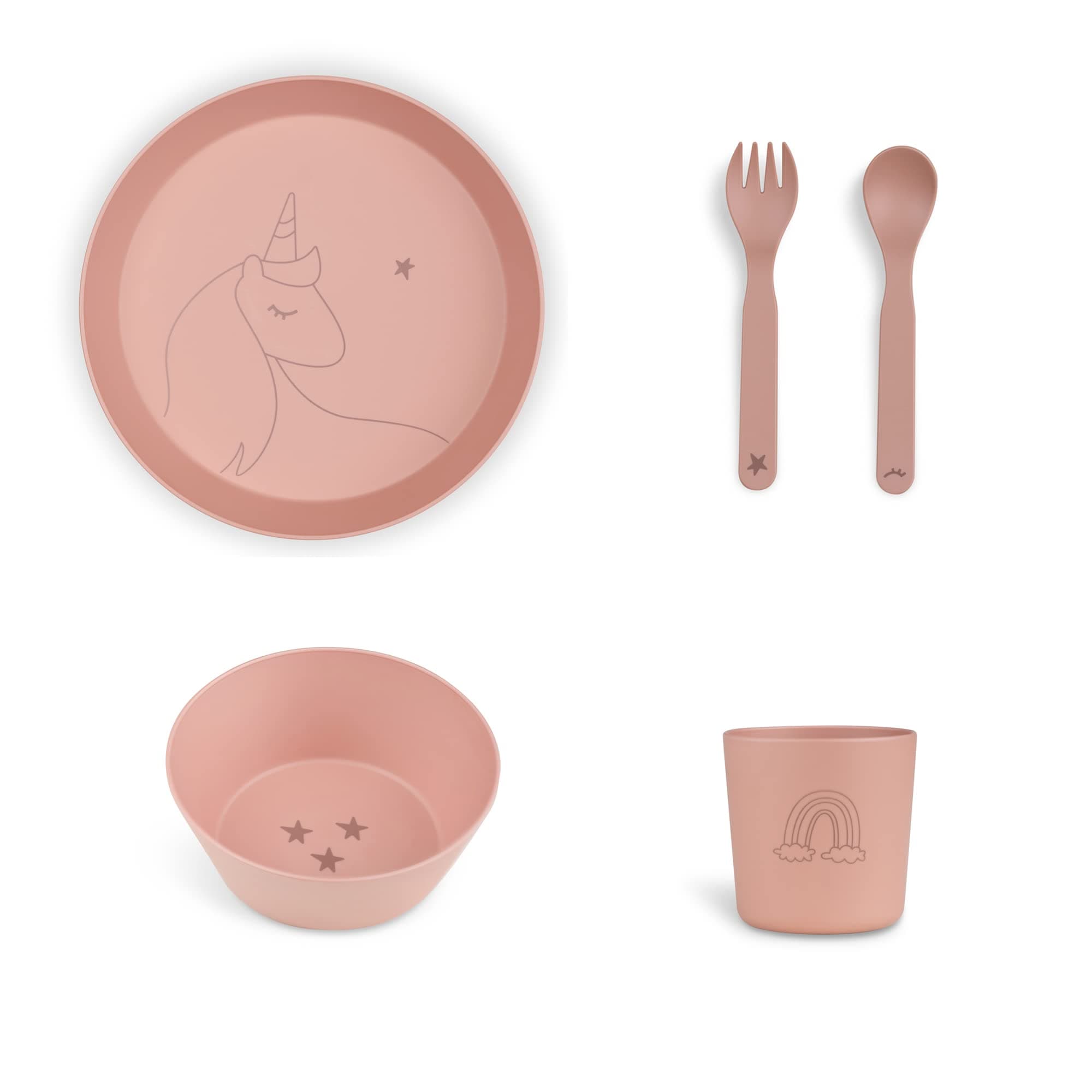 Citron- Unbreakable Tableware Set | 100% Organic | Reusable, Biodegradable, Environment friendly, & Unbreakable- Unicorn Blush Pink