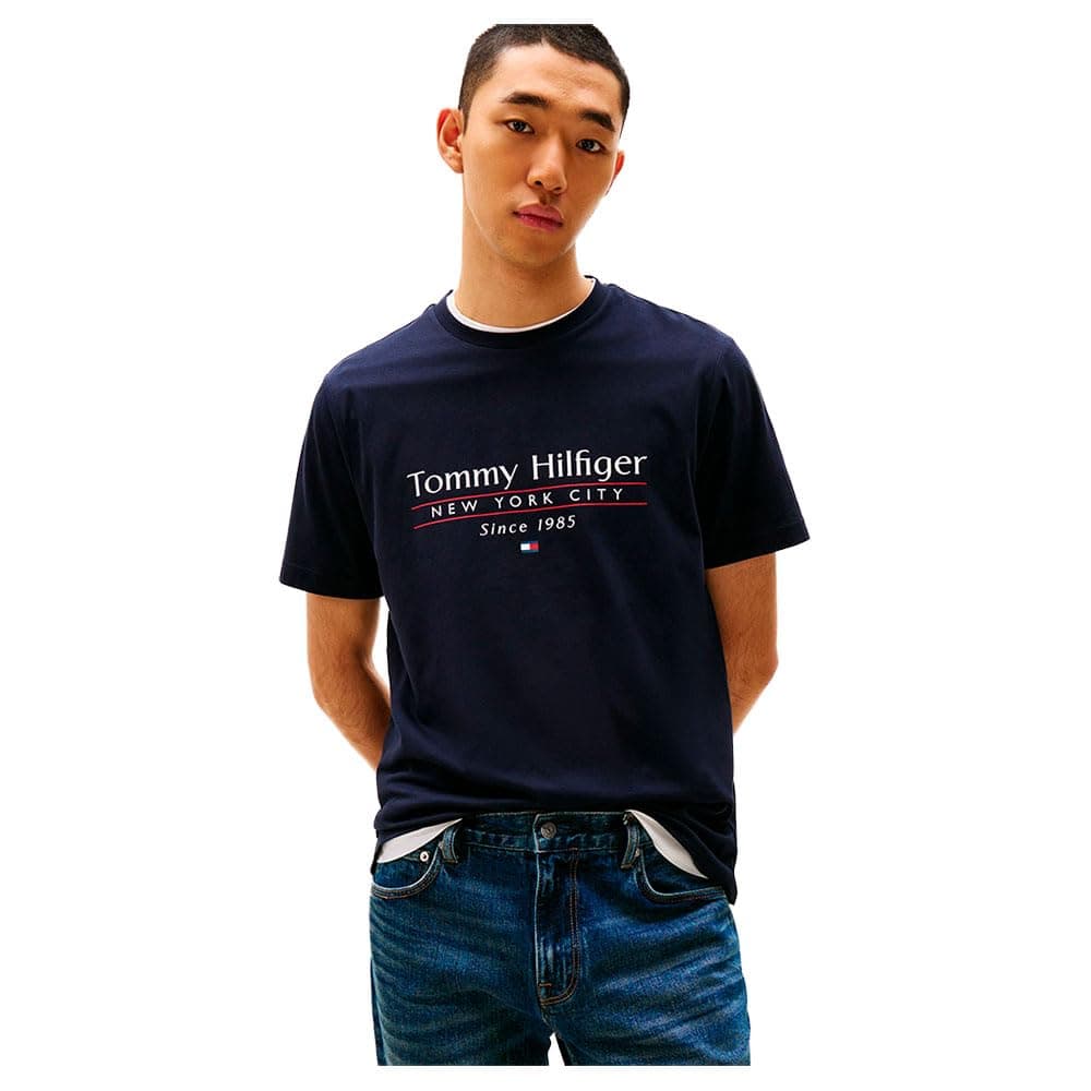 Tommy Hilfiger Men’s Short Sleeve Round Neck Centre Stack T-Shirt