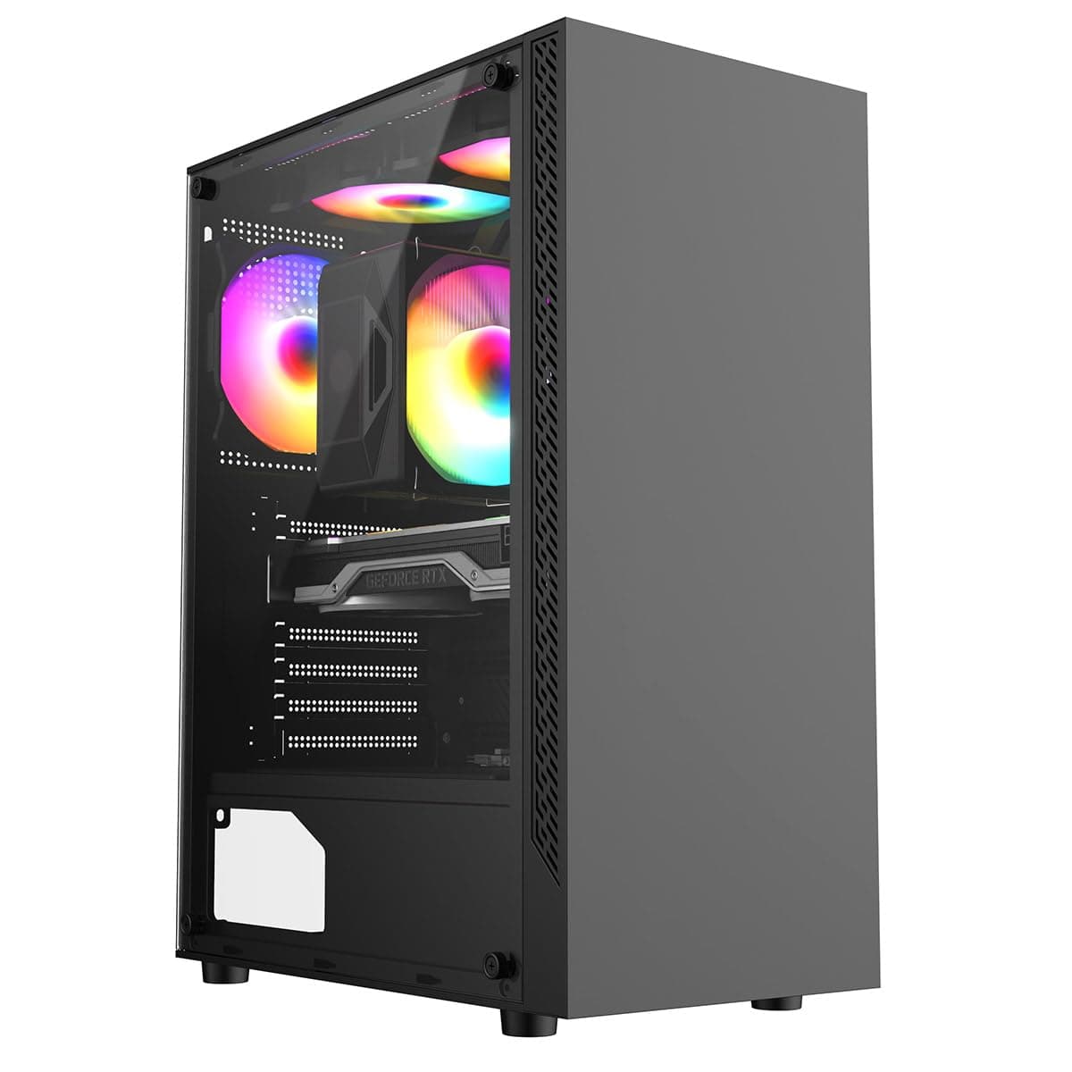 ionz KZ08 V3 PC Gaming Computer Case MID TOWER COMPUTER CASE M-ATX and ATX TEMPERED GLASS (with 1 FRGB Fan, Black)
