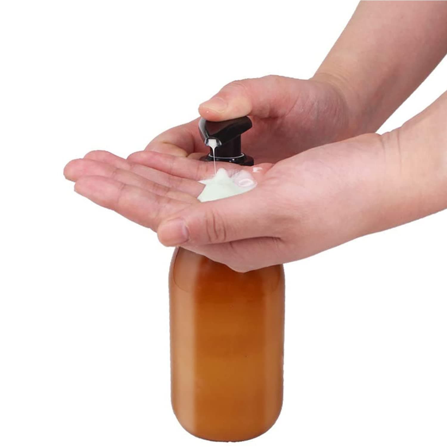 YBCPACK 8 Pack 250ml Plastic Soap Dispenser Bottles ,Amber Pump Bottle Dispenser Refillable for Bathroom,Conditioner, Hand Soap,Shampoo, Lotions etc.