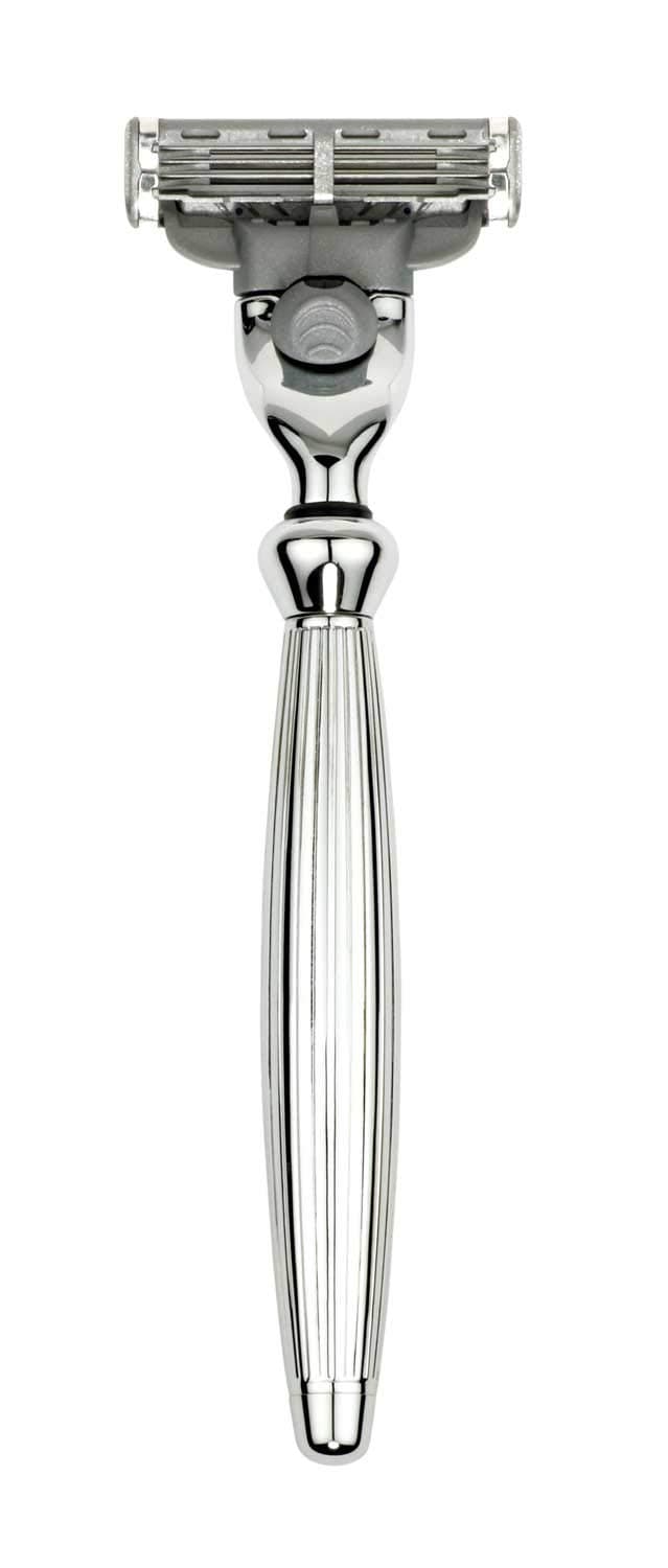 Edwin JaggerBulbous Lined Chrome Handle For A Gillette Mach3 Razor Cartridge