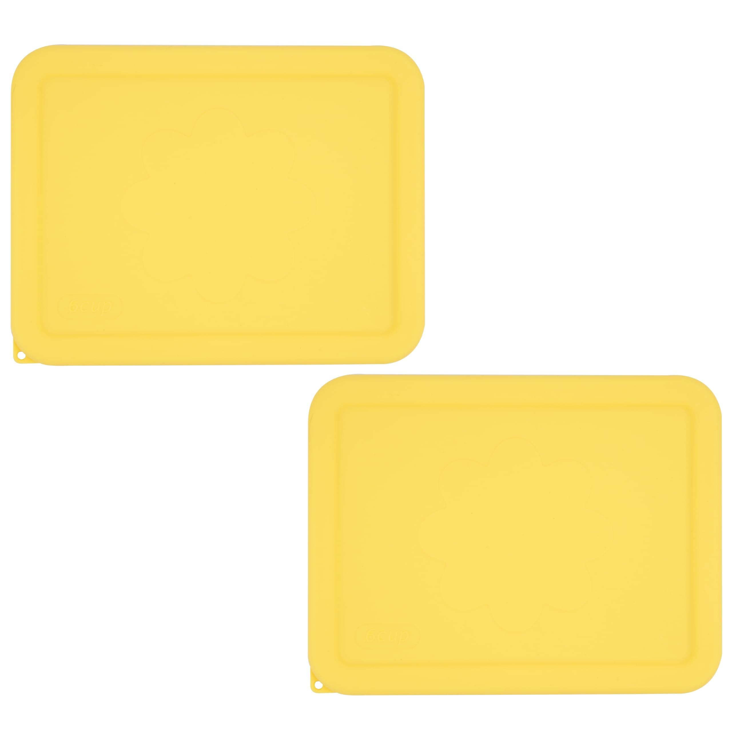 6 Cup Rectangle Silicone Storage Cover Lids Replacement for Pyrex 7211-PC Glass Bowls, (Container not Included) 2 Pack, Microwave, Dishwasher and Freezer Safe