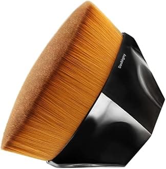 Daubigny Foundation Makeup Brush Flat Top Kabuki Hexagon Face Blush Liquid Powder Foundation Brush for Blending Liquid, Cream or Flawless Powder Cosmetics with Bonus Protective Case (Black)