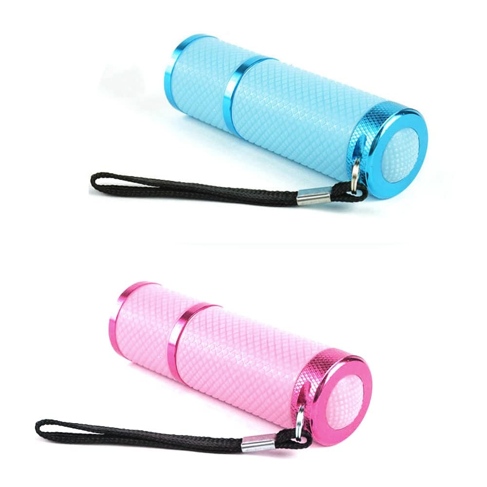 2 Pcs 87mm/3.42in Mini LED Torch LED Super Bright with 9 LEDs Colorful Pocket Torch Flashlight for Camping Hiking Outdoor（Without Batteries