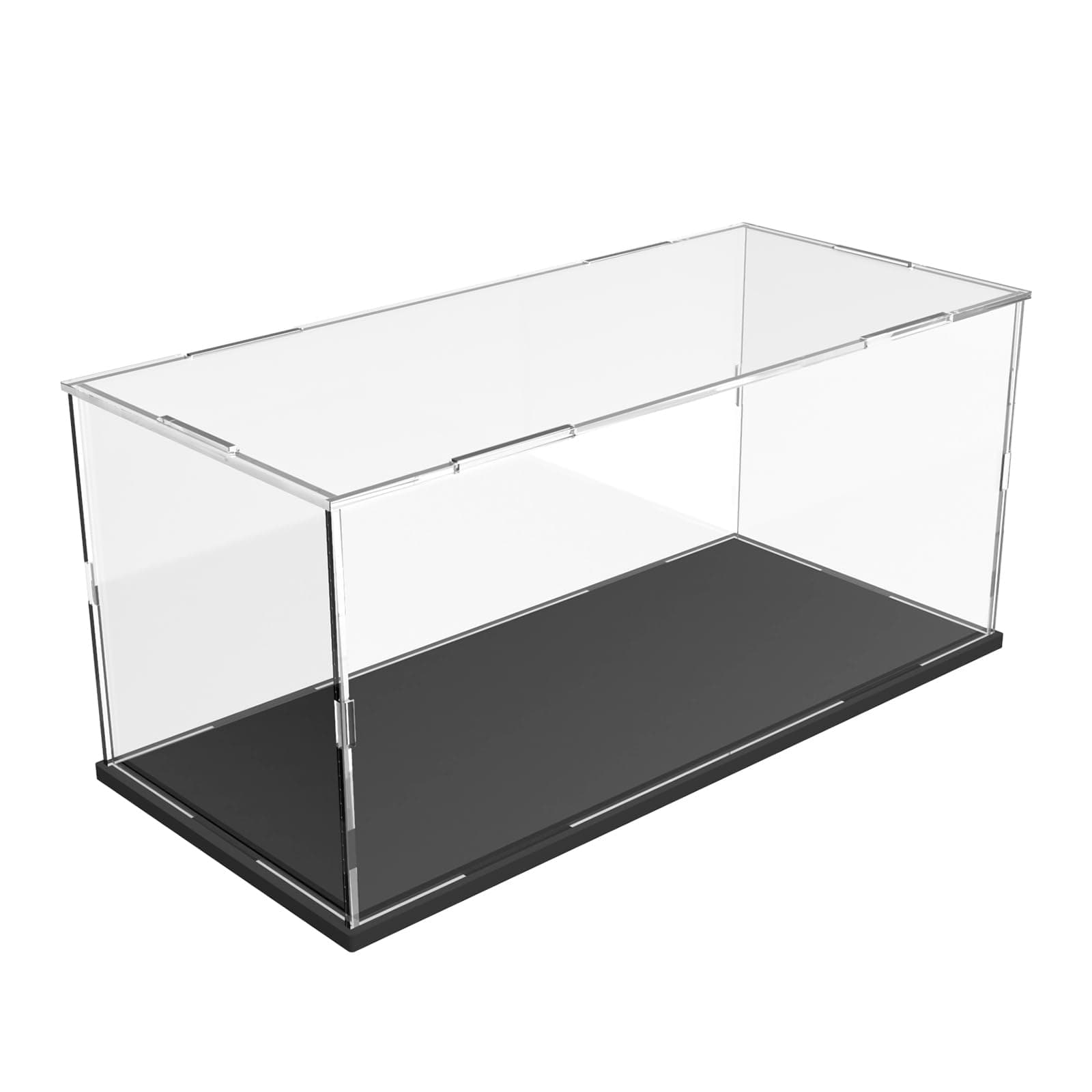 Acrylic Display Case with Black Base,Display Boxes for Collectibles Dustproof Protection Showcase (Black, 35x14x16 cm / 13.8x5.5x6.3 inch)