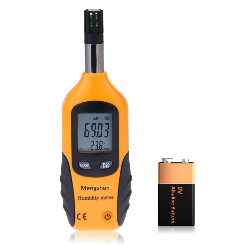 Mengshen Digital Psychrometer - Handheld Temperature and Humidity Meter Gauge with Dew Point and Wet Bulb Temperature - Battery Included, M86