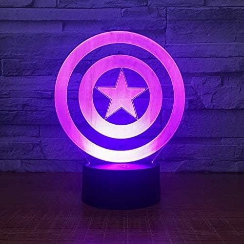 Captain America Shield Theme 3D LED Lamp Night Light 7 Colors Change Touch Mood Lamp Christmas Present Table Lamp