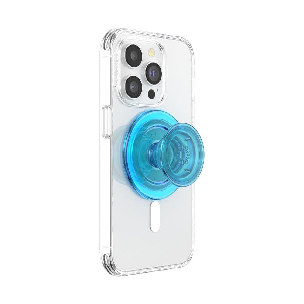 PopSockets Japan - PopSockets Japan PopGrip MagSafe with Adapter Ring, Electro Blue Clear MagSafe Round PopGrip Smartphone Grip & Stand